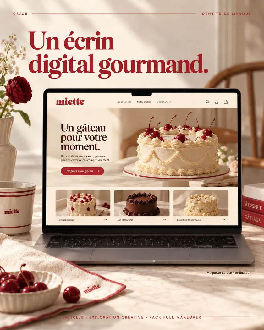 Maquette du site Miette sur ordinateur